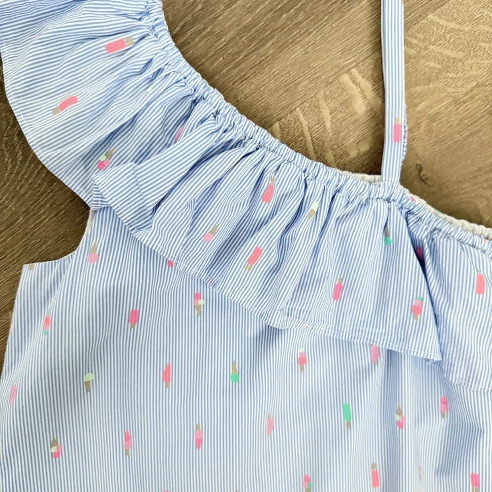 Kate Spade Girls size 14 Blue Asymmetrical Ruffled Sundress - Picture 5 of 9